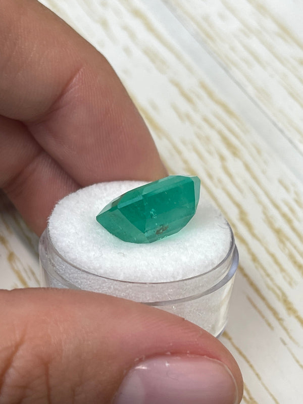 Large 11.64 Carat 14x14 Earthy Green Natural Loose Colombian- Asscher Cut