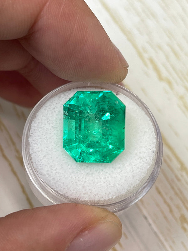 Large 13.22 Carat GIA CERTIFIED 15x13 Muzo Yellowish Green Natural Loose Colombian Emerald- Emerald Cut