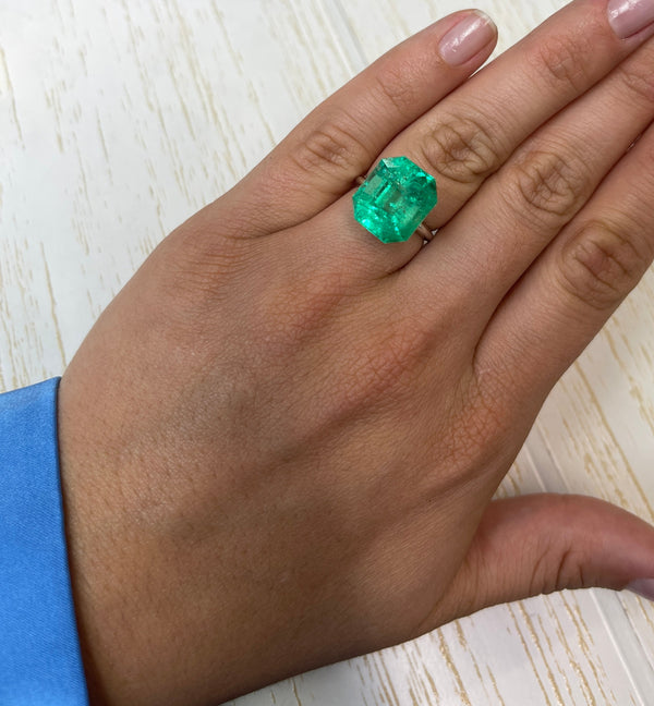 Large 13.22 Carat GIA CERTIFIED 15x13 Muzo Yellowish Green Natural Loose Colombian Emerald- Emerald Cut