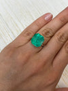 Large 13.46 Carat Minor Oil 14.5x14 Dark Green Natural Loose Colombian- Asscher Cut