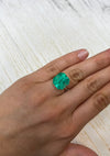 Large 13.46 Carat Minor Oil 14.5x14 Dark Green Natural Loose Colombian- Asscher Cut