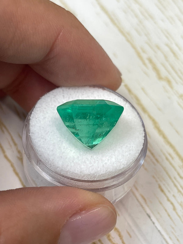 Large 16.09 Carat 15.4x14.8 Yellowish Green Natural Loose Colombian- Asscher Cut