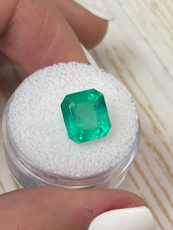 4.21 Carat Spring Yellowish Green Natural Loose Colombian Emerald-Chunky Emerald Cut