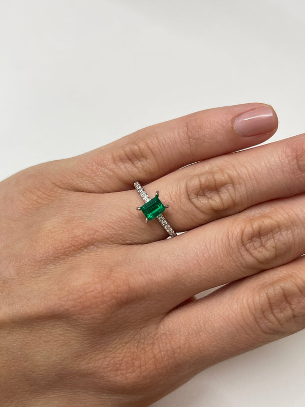 0.85 Carat 5.8x4.7 AAA+ Fine Loose Colombian Emerald-Emerald Cut