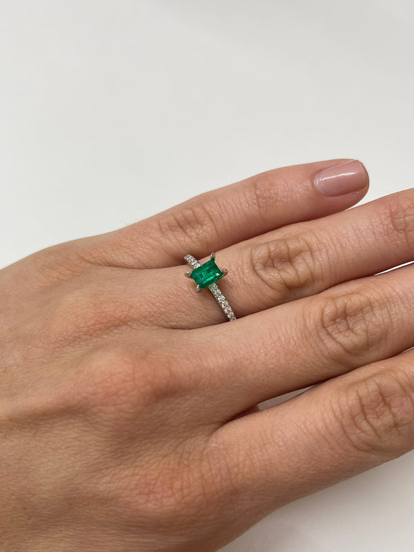 0.85 Carat 5.8x4.7 AAA+ Fine Loose Colombian Emerald-Emerald Cut