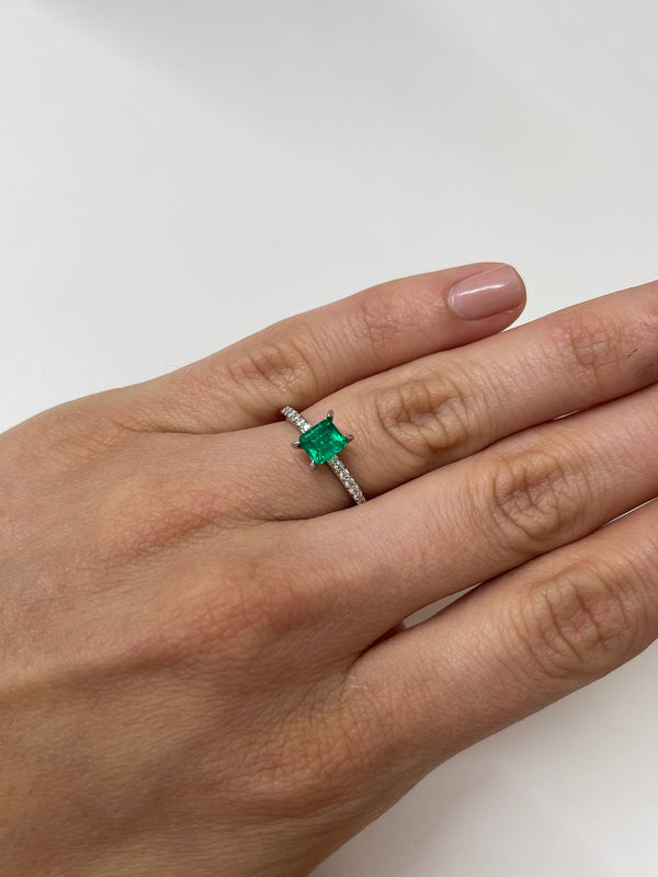 0.90 Carat 5.8x5.4 AAA+ Fine Loose Colombian Emerald-Asscher Cut
