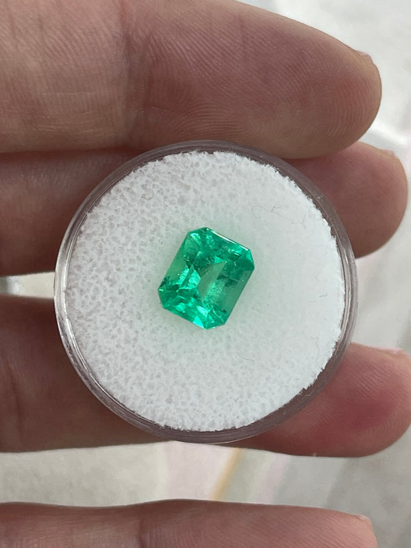2.47 Carat 9x7 Yellowish Green Natural Loose Colombian Emerald- Emerald Cut