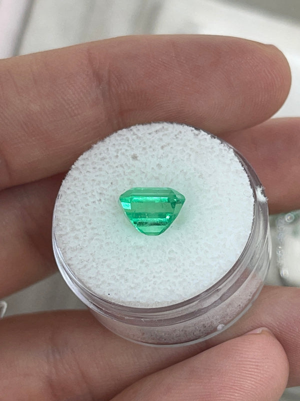 2.59 Carat Natural Colombian Emerald 9x7 Emerald Cut Yellowish Green Loose Gemstone