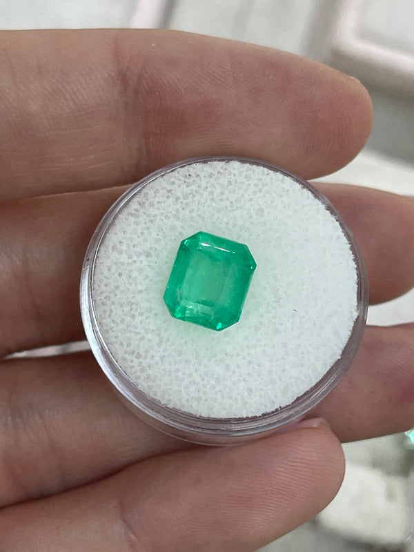 4.02 Carat Earth Mined Colombian Emerald 9x8mm Medium Yellowish Green Loose Natural Gemstone