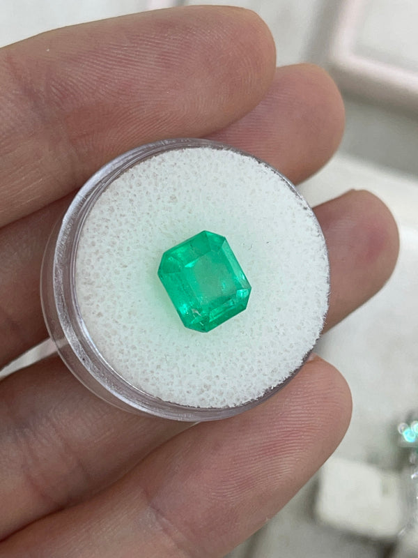 4.02 Carat Earth Mined Colombian Emerald 9x8mm Medium Yellowish Green Loose Natural Gemstone