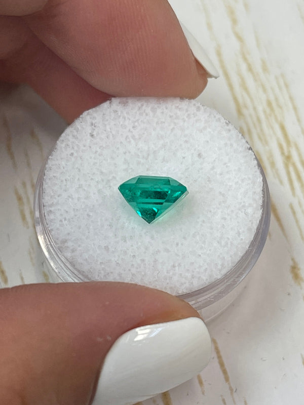 2.57 Carat GIA Vivid Bluish Green Natural Loose Colombian Emerald- Asscher Cut