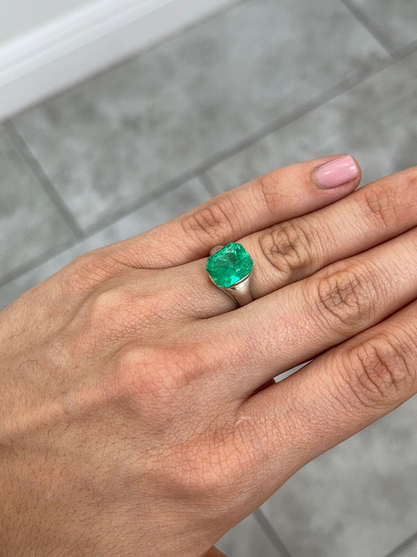4.82 Carat 11x9 Gemmy Rich Green Natural Loose Colombian Emerald-Emerald Cut
