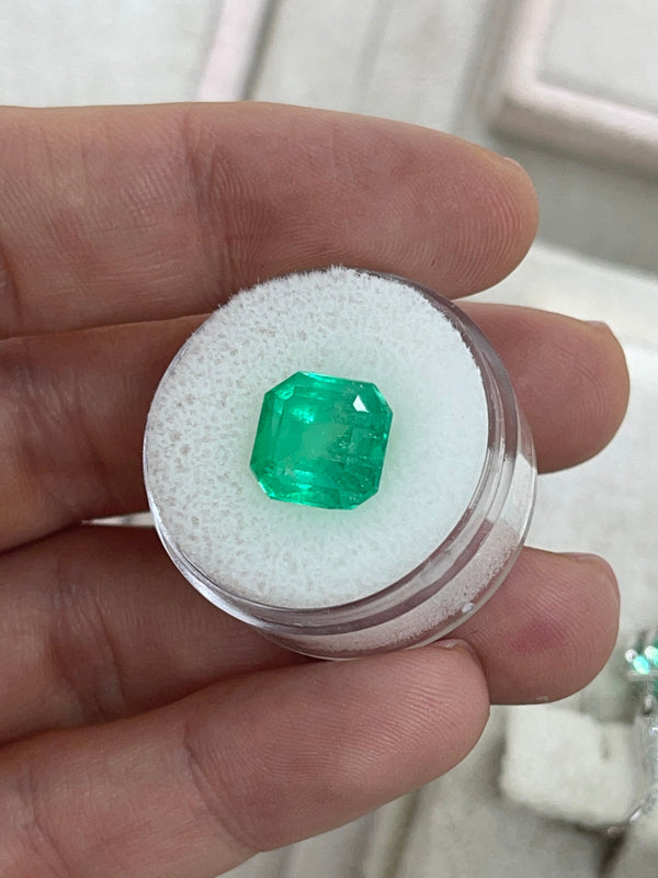 5.57 Carat 10x10 Medium Yellowish Loose Colombian Emerald-Asscher Cut