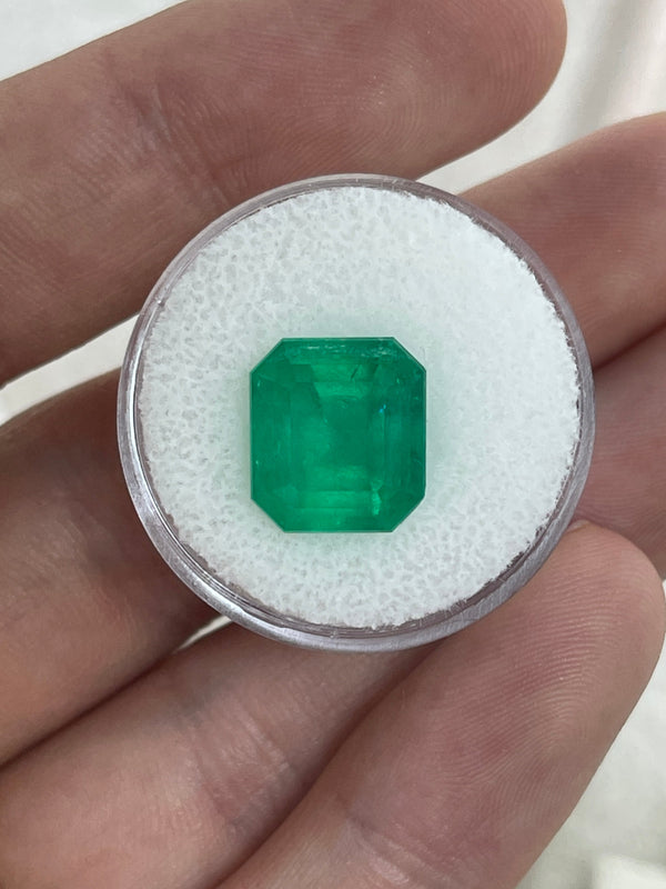 5.94 Carat 12x11 Deep Green Natural Loose Colombian Emerald- Emerald Cut