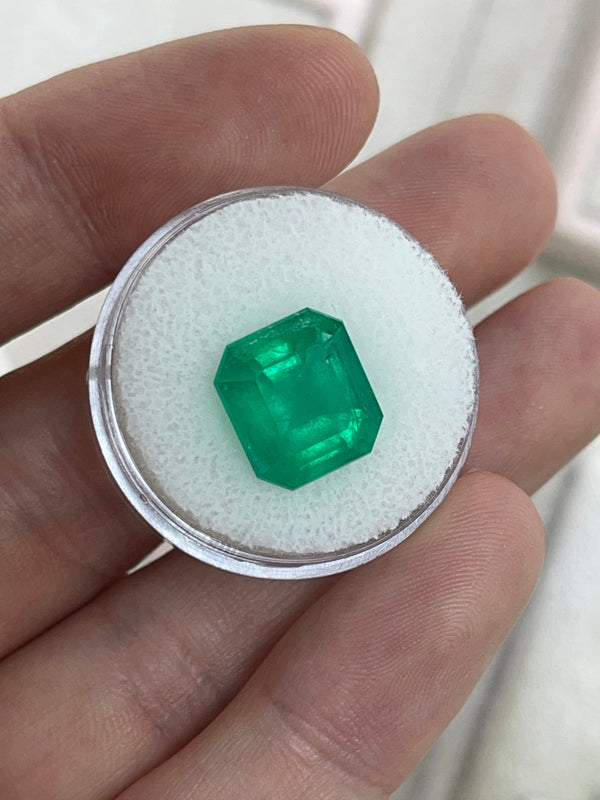 5.94 Carat 12x11 Deep Green Natural Loose Colombian Emerald- Emerald Cut