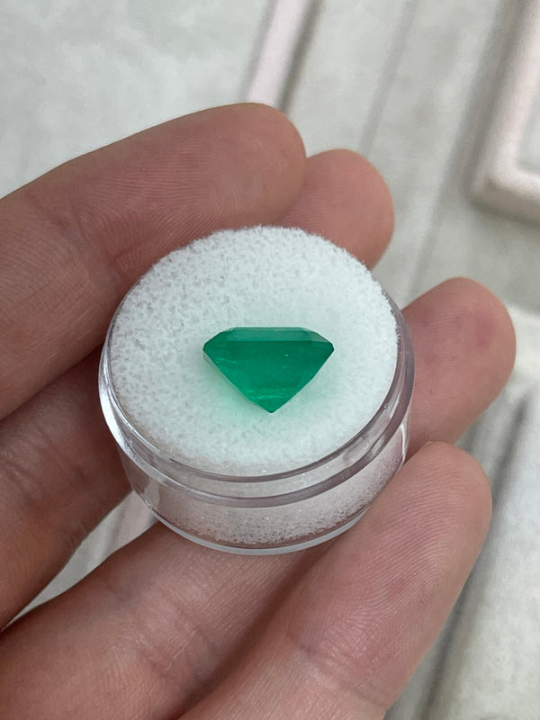 5.94 Carat 12x11 Deep Green Natural Loose Colombian Emerald- Emerald Cut