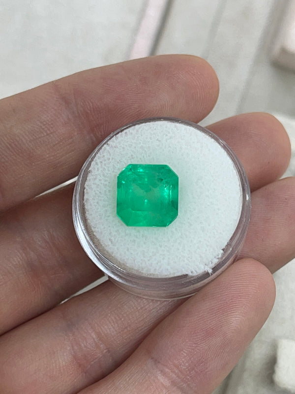 6.19 Carat 10x10 Medium Neon Yellowish Loose Colombian Emerald-Asscher Cut