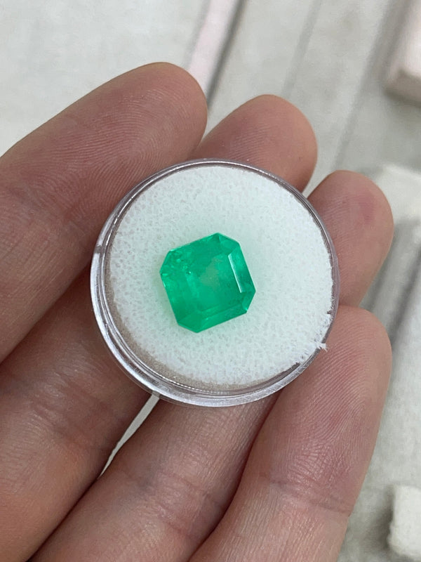 6.19 Carat 10x10 Medium Neon Yellowish Loose Colombian Emerald-Asscher Cut
