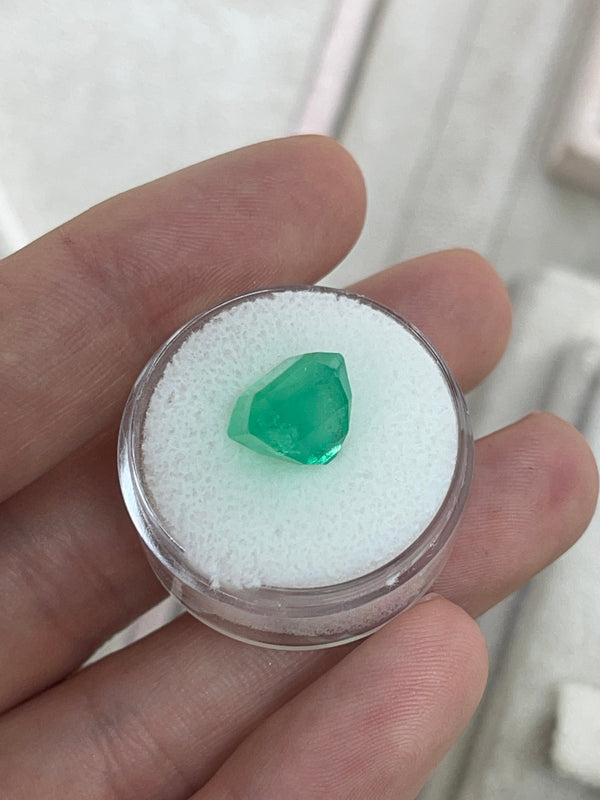 6.19 Carat 10x10 Medium Neon Yellowish Loose Colombian Emerald-Asscher Cut