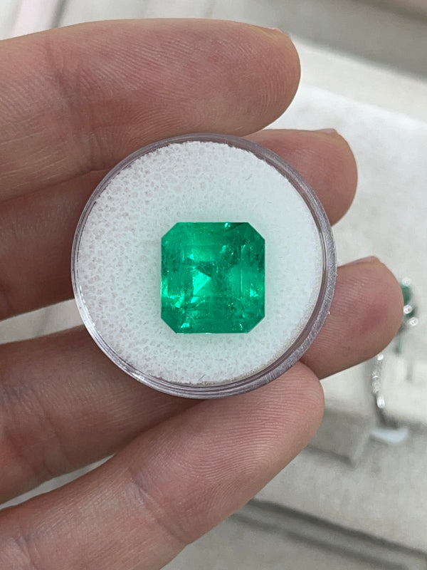 7.40 Carat Muzo Intense Green Natural Loose Colombian Emerald-Asscher Cut