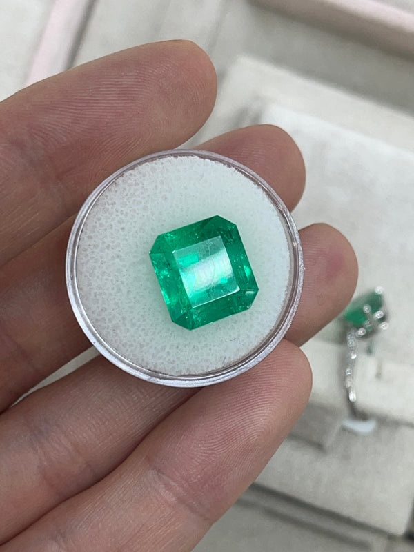 7.40 Carat Muzo Intense Green Natural Loose Colombian Emerald-Asscher Cut