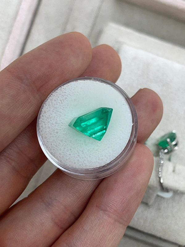7.40 Carat Muzo Intense Green Natural Loose Colombian Emerald-Asscher Cut