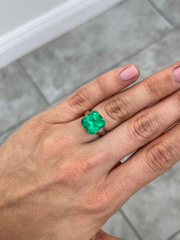 7.40 Carat Muzo Intense Green Natural Loose Colombian Emerald-Asscher Cut