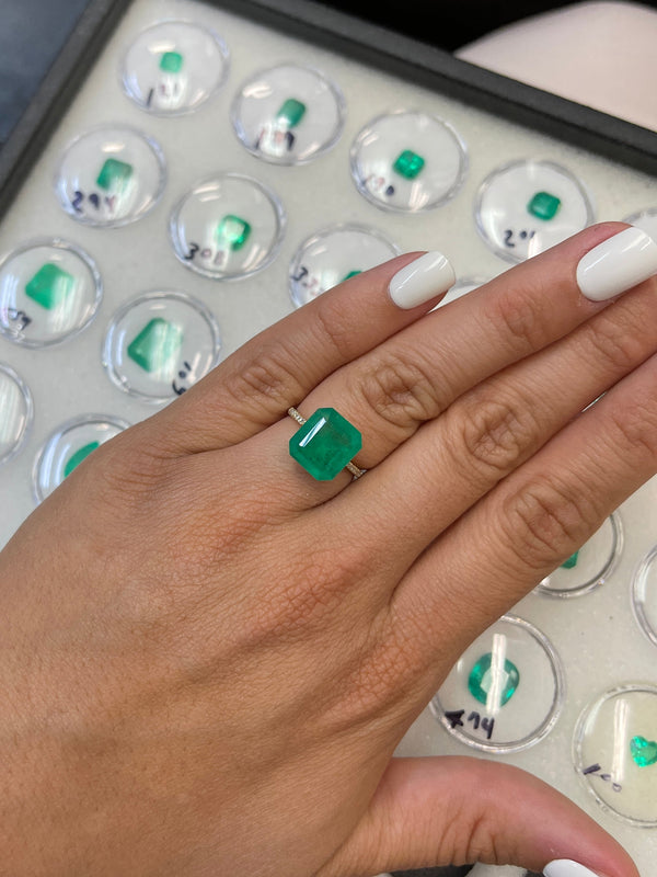 4.56 Carat 11.5x10.5 Natural Loose Colombian Emerald- Emerald Cut