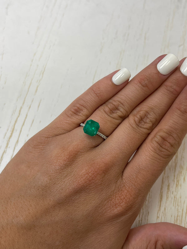 3.33 Carat 9x8.5 Vivid Muzo Colombian Emerald-Asscher Cut with Clipped Corners