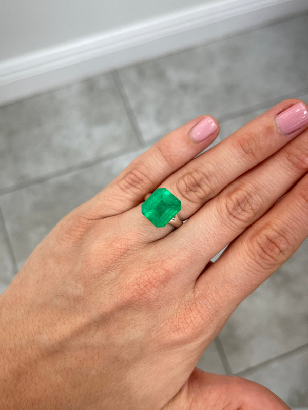 10.13 Carat 14x13 Muzo Deep Jungle Natural Loose Colombian Emerald-Emerald Cut