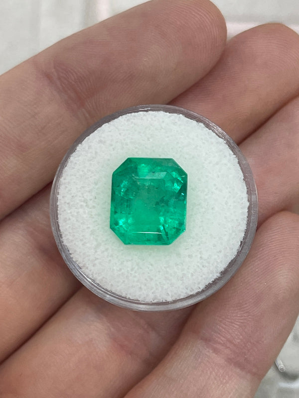 6.99 Carat 12x11 Spring Green Natural Loose Colombian Emerald-Emerald Cut