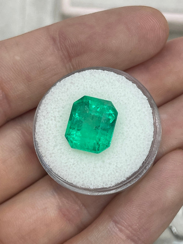 6.99 Carat 12x11 Spring Green Natural Loose Colombian Emerald-Emerald Cut