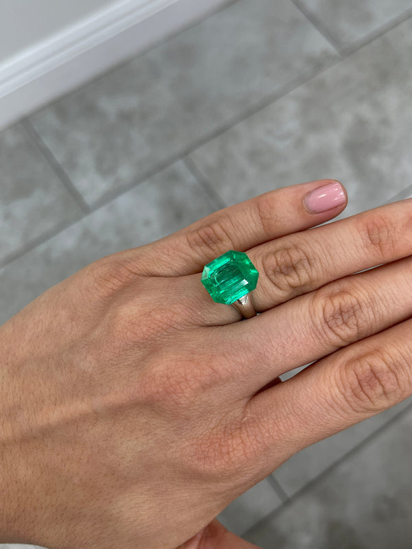 10.97 Carat 14.5x13 Muzo Deep Jungle Natural Loose Colombian Emerald-Emerald Cut