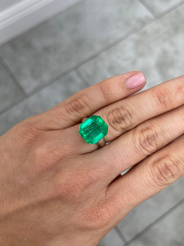 10.97 Carat 14.5x13 Muzo Deep Jungle Natural Loose Colombian Emerald-Emerald Cut