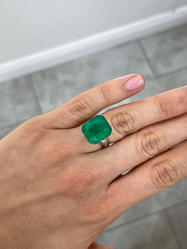 13.04 Carat Large 15x14 AAA+ Loose Colombian Emerald- Emerald Cut