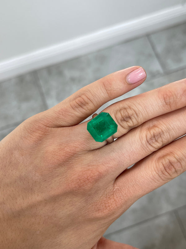 13.04 Carat Large 15x14 AAA+ Loose Colombian Emerald- Emerald Cut