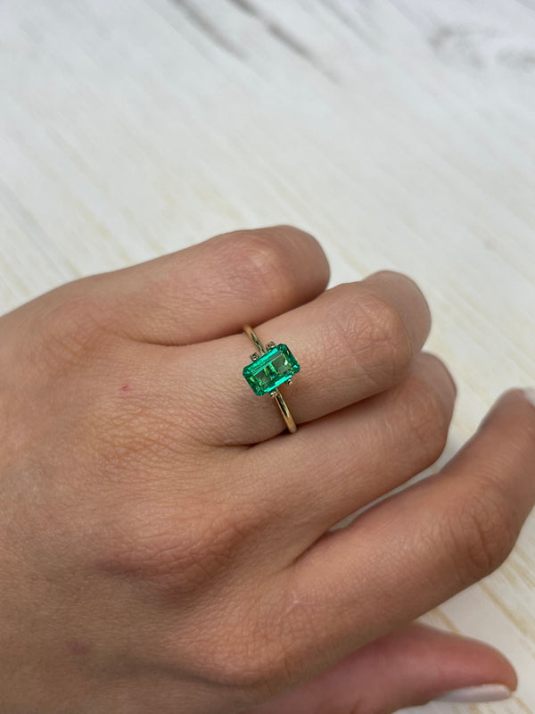 1.50 Carat 8x5 Elongated Muzo Green Natural Loose Colombian Emerald- Emerald Cut