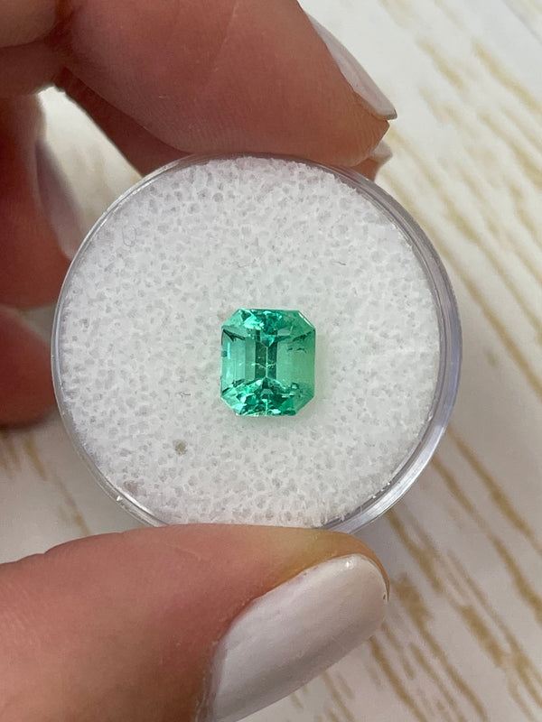 1.66 Carat VS Glowing Light Green Emerald Cut Natural Unset Colombian Emerald