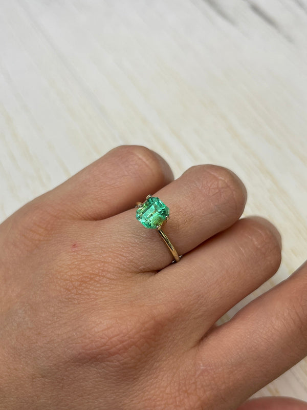 1.66 Carat VS Glowing Light Green Emerald Cut Natural Unset Colombian Emerald