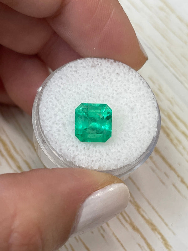 3.28 Carat 8.6x8.2 Spring Green Natural Loose Colombian Emerald-Asscher Cut