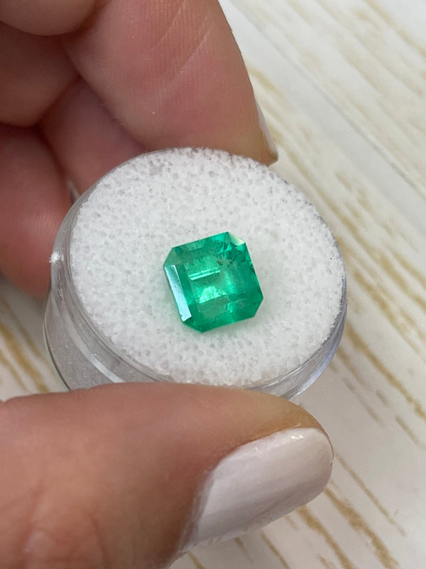 3.28 Carat 8.6x8.2 Spring Green Natural Loose Colombian Emerald-Asscher Cut