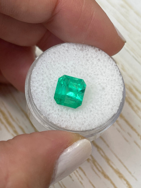 3.28 Carat 8.6x8.2 Spring Green Natural Loose Colombian Emerald-Asscher Cut