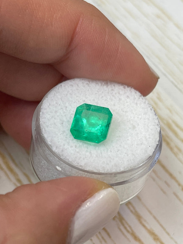 3.28 Carat 8.6x8.2 Spring Green Natural Loose Colombian Emerald-Asscher Cut
