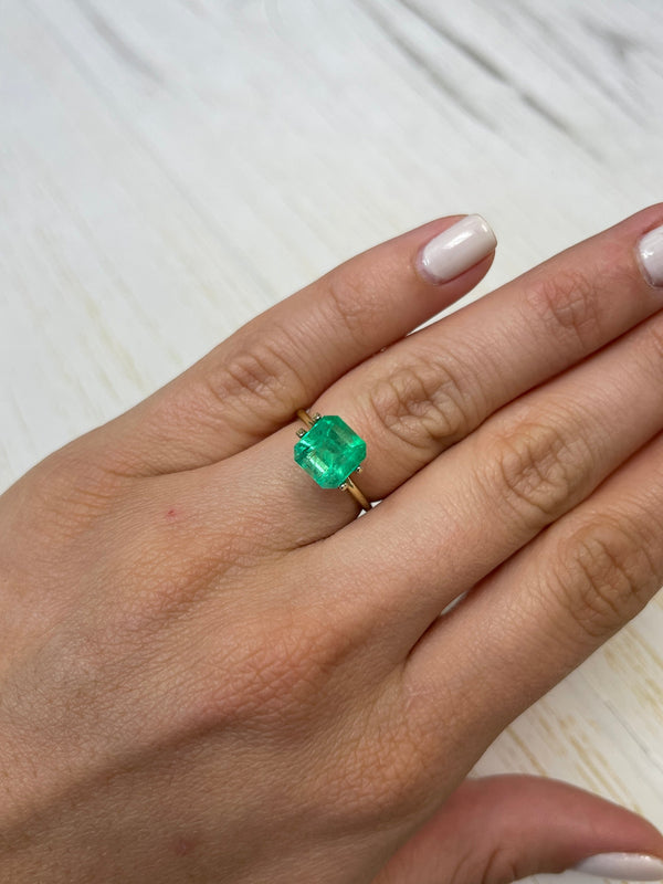 3.28 Carat 8.6x8.2 Spring Green Natural Loose Colombian Emerald-Asscher Cut