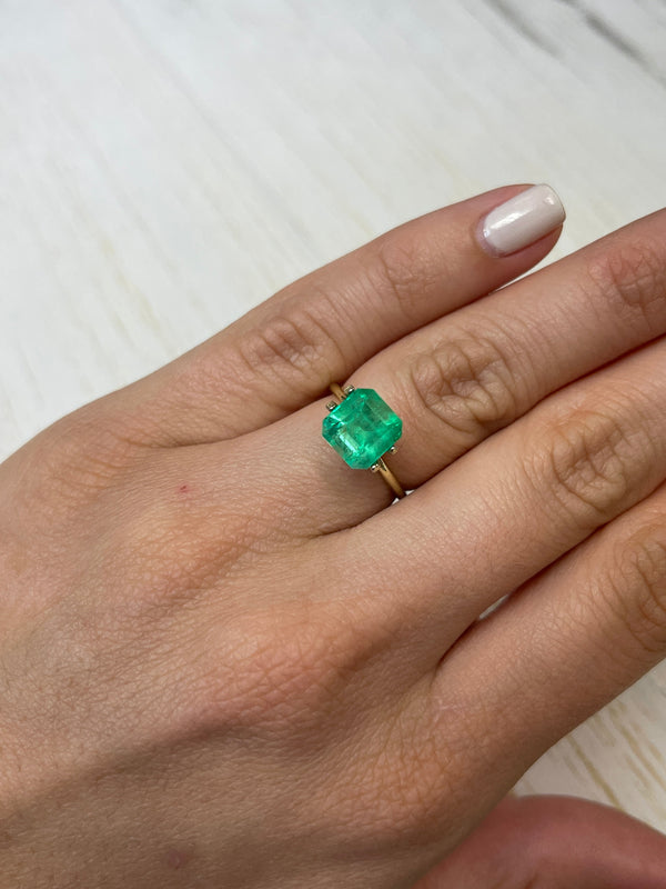 3.28 Carat 8.6x8.2 Spring Green Natural Loose Colombian Emerald-Asscher Cut