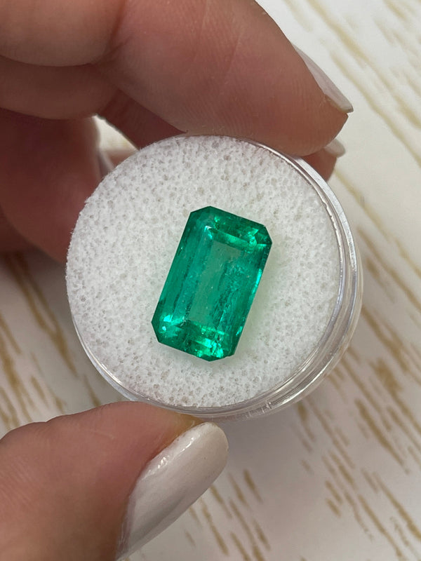 6.22 Carat 14x9 Bluish Green Emerald Cut Loose Colombian Emerald-Emerald Cut
