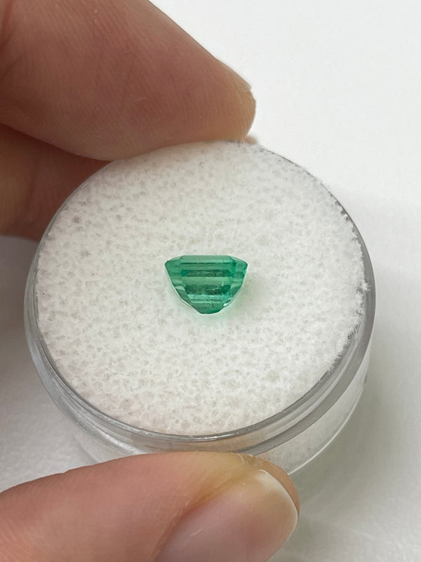 1.22 Carat 7x6 Bluish Green Natural Loose Colombian Emerald- Emerald Cut