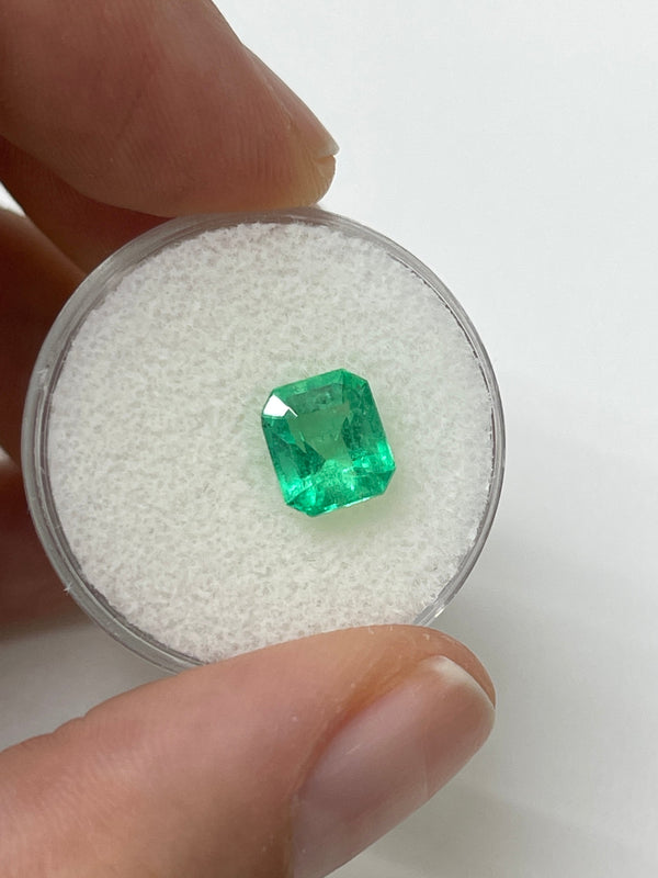 2.08 Carat Lime Yellowish Emerald Cut Natural Unset Colombian Emerald