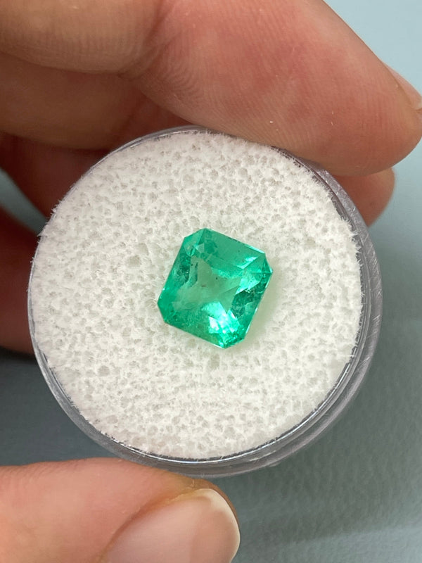 2.76 Carat 9x8 Yellowish Green Natural Loose Colombian Emerald- Asscher Cut