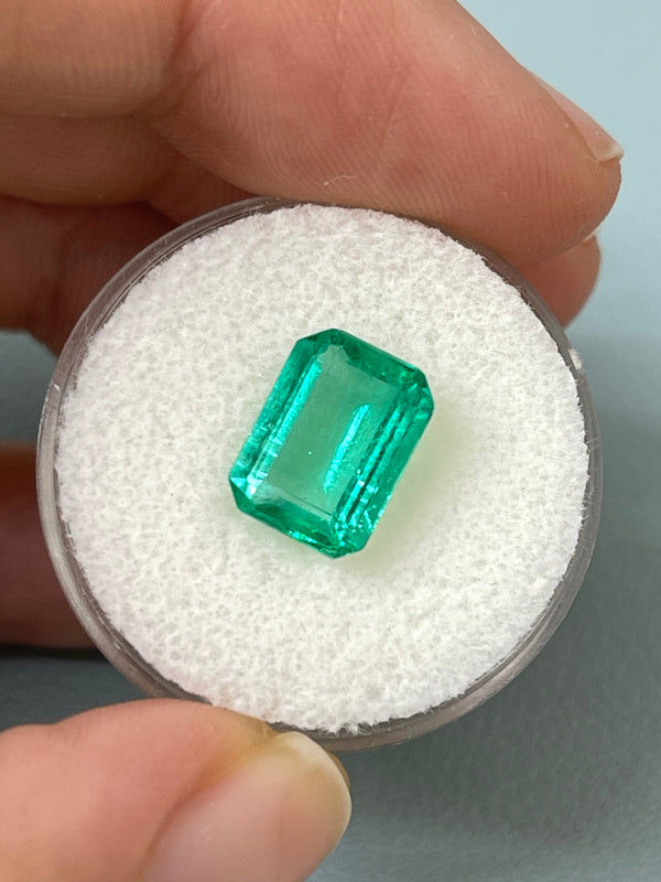 2.83 Carat 11x8 Spready Crystal Clear Green Natural Loose Colombian Emerald-Emerald Cut